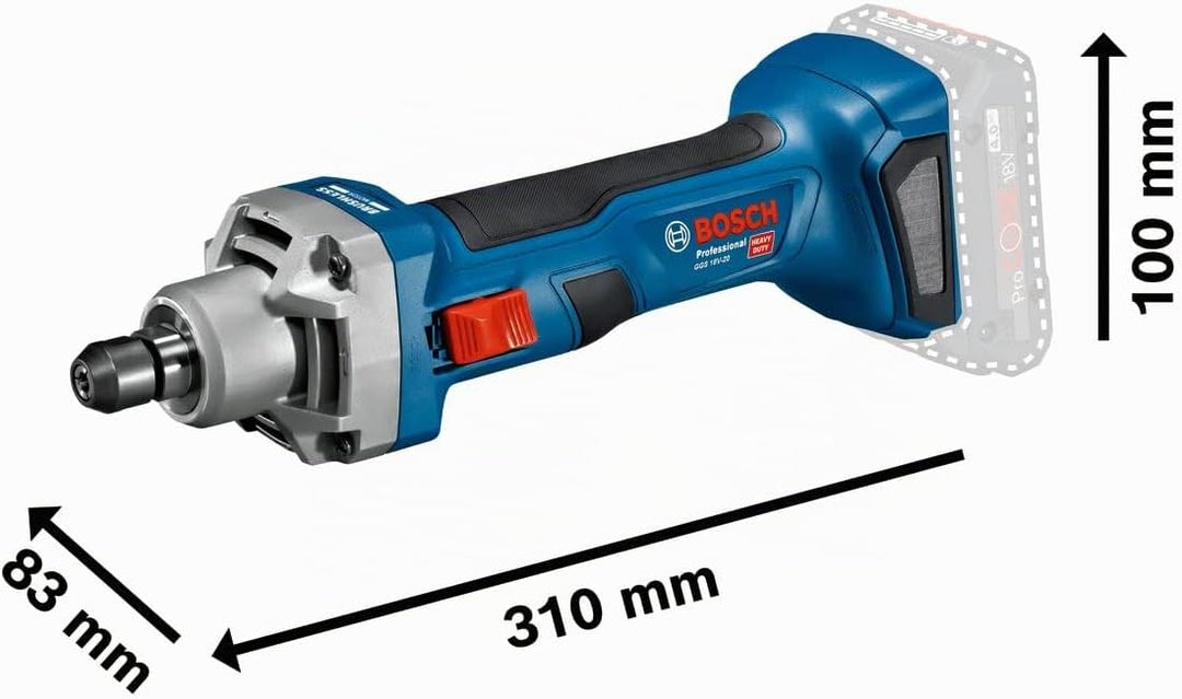 Bosch Professional 18V System Akku Geradschleifer GGS 18V-20 (inkl. 2x Einmaulschlüssel 19 mm, L-BOX
