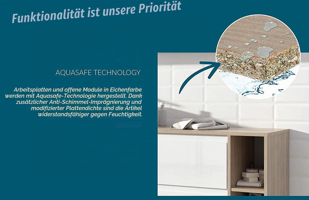VBChome Badmöbel 80 cm Weiss mit Armatur und Pop-up ventil Waschbecken mit Unterschrank Waschtisch 2