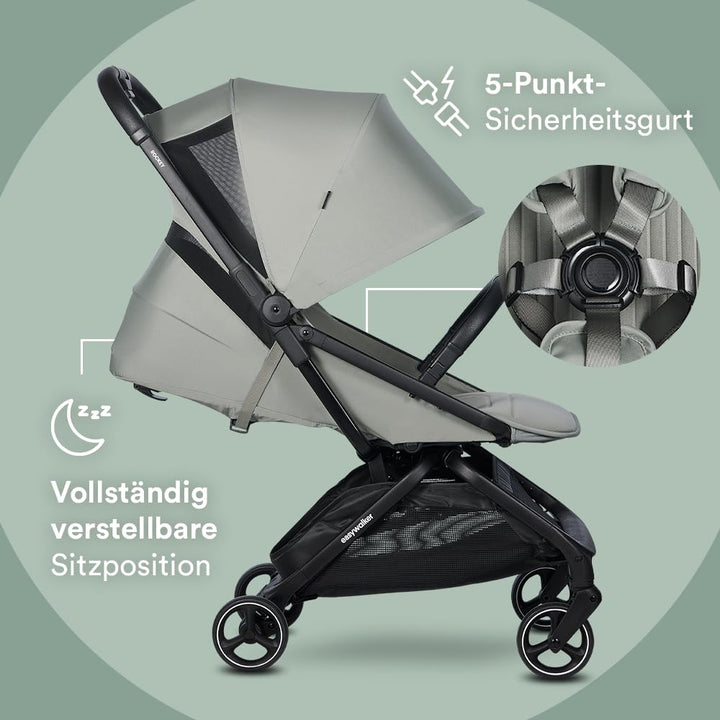 Easywalker Rockey S Reisebuggy & Kinderwagen 0-22 kg, Cabin Size, Automatisch Faltbar, Leicht & Komp