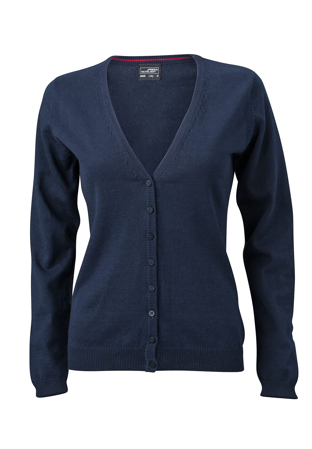 James & Nicholson James & Nicholson JN660 Damen Strickjacke mit V-Ausschnitt – Blau – UK 28