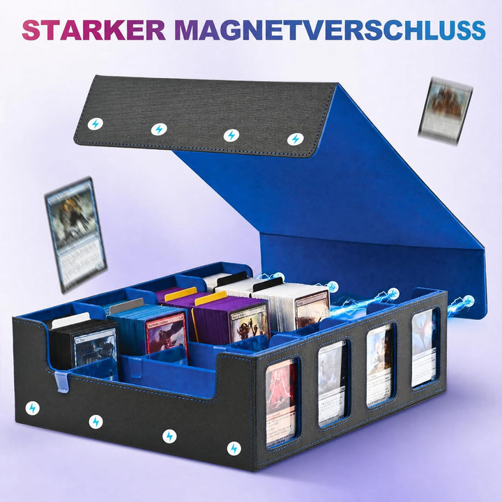 Trading Card Storage Box für Commander Display, 2400+ MTG Deck Box mit 4 Top Loaders, TCG Card Case