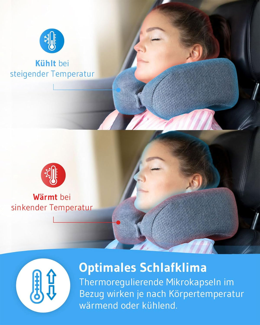 Nackenkissen ANDAR Quick-Dry | Ergonomisches Reise-Kissen mit schnell trocknendem Bezug & Memory-Foa