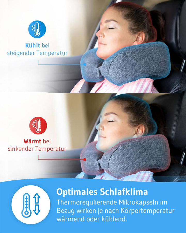 Nackenkissen ANDAR Quick-Dry | Ergonomisches Reise-Kissen mit schnell trocknendem Bezug & Memory-Foa