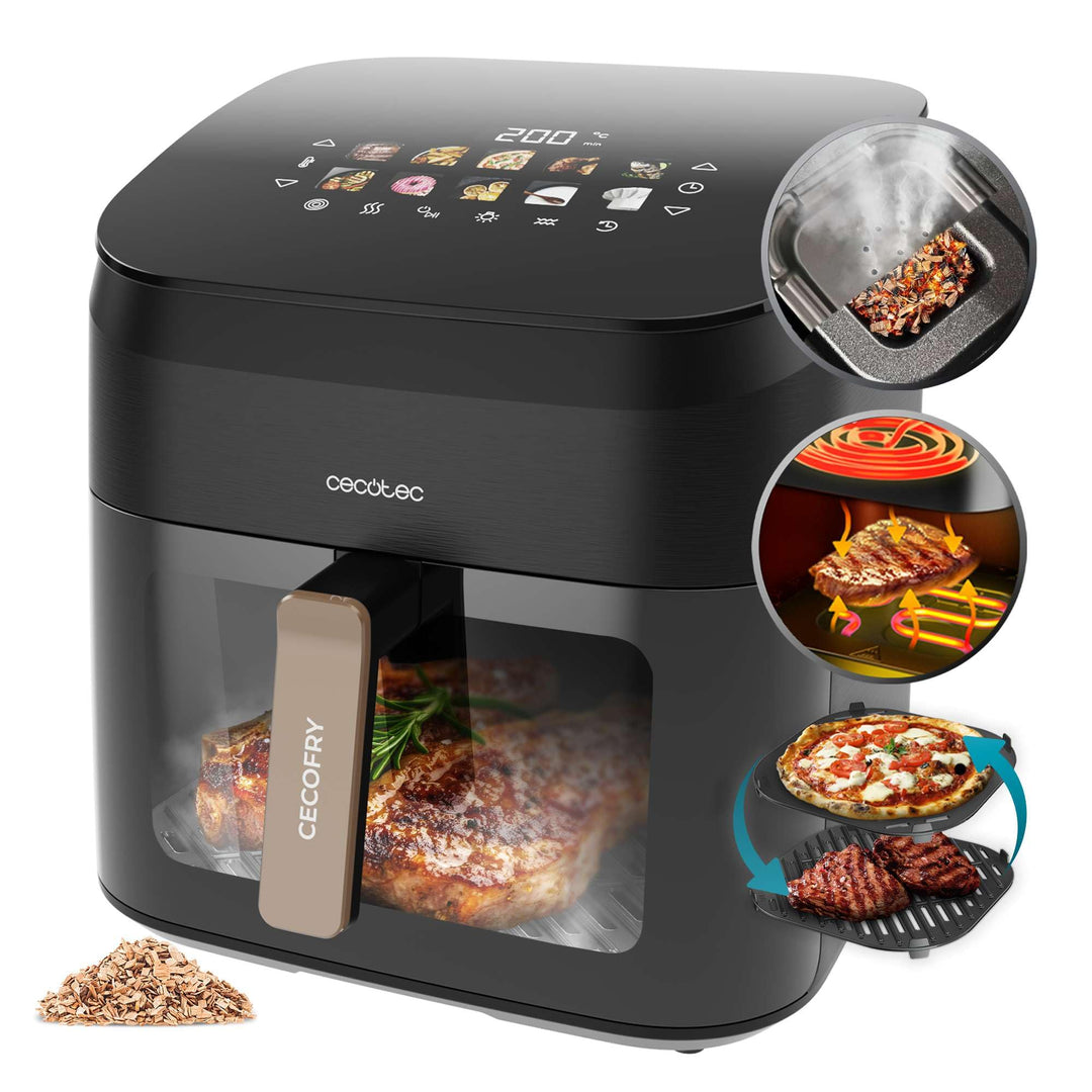 Cecotec Heissluftfritteuse ohne Öl - 8,5L - Grill - Doppelwiderstand - Integrierter Smoker - Air Fry