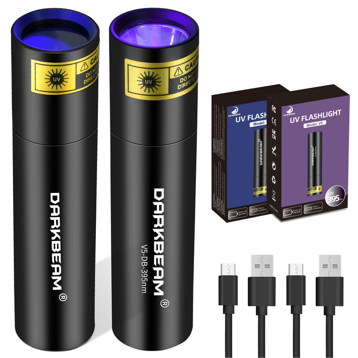DARKBEAM UV Taschenlampe 365nm Schwarzlicht und 395nm Licht Aufladbar USB, Mini Ultraviolett LED Lic
