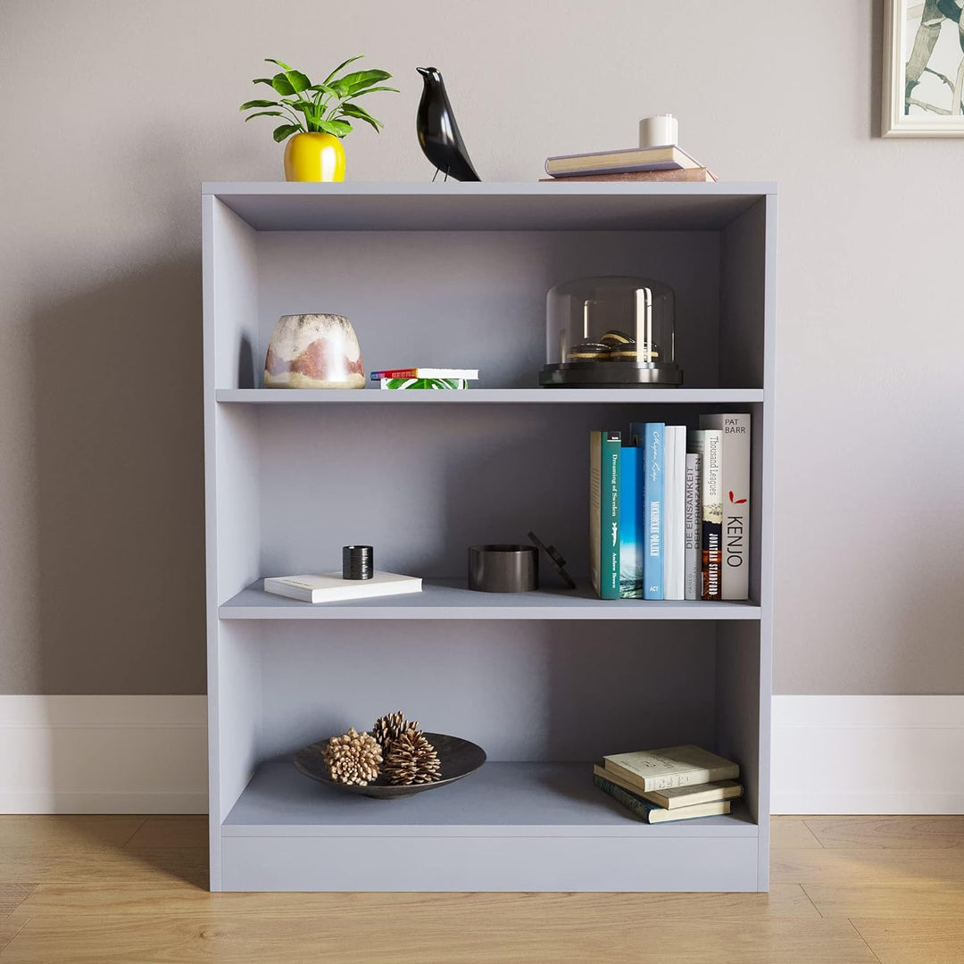 Vida Designs Cambridge Bücherregal, Holz, Grau, 3 Etagen niedrig Grau 3 Etagen niedrig, Grau 3 Etage