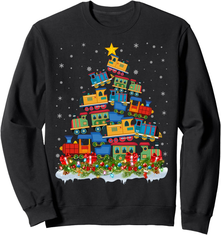 Zug Xmas Beleuchtung Weihnachtsmann Zug Weihnachtsbaum Sweatshirt