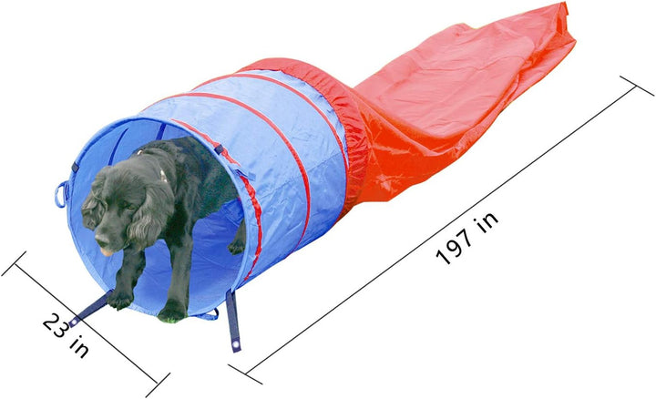 Pawise 11434 Agilitytunnel Hundetunnel Spieltunnel Sacktunnel 5 Meter, blau-rot