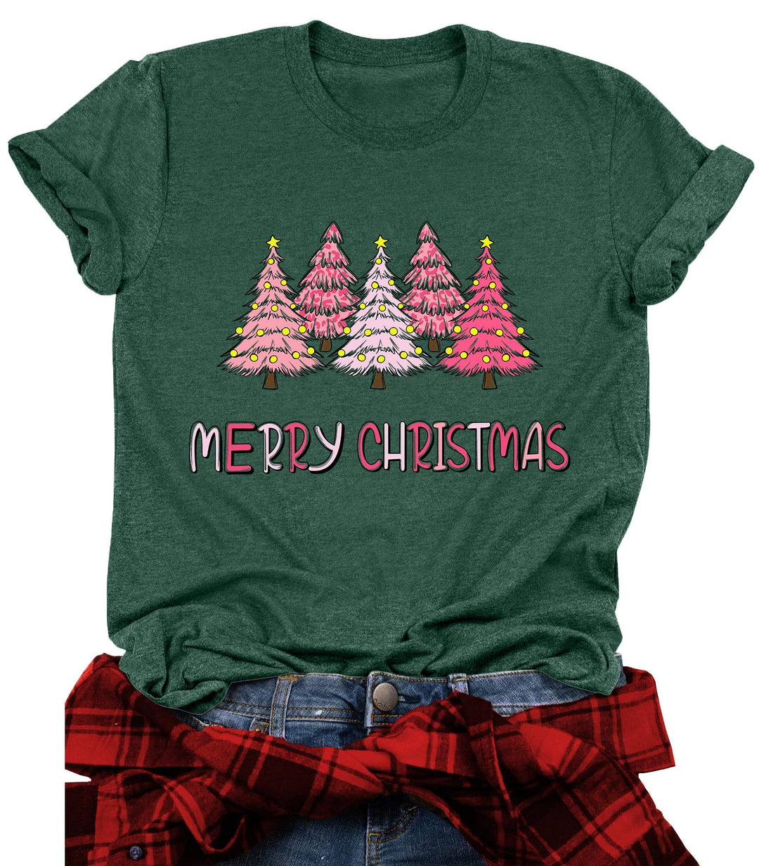 Weihnachts Tshirt Damen Merry Christmas T Shirt Xmas Tree Shirts A-grün2 S, A-grün2 S