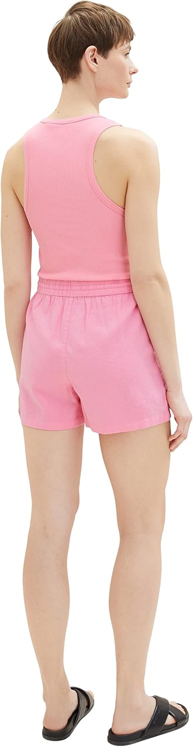 TOM TAILOR Denim Damen Basic Shorts aus Leinen XL 31685 - Fresh Pink, XL 31685 - Fresh Pink