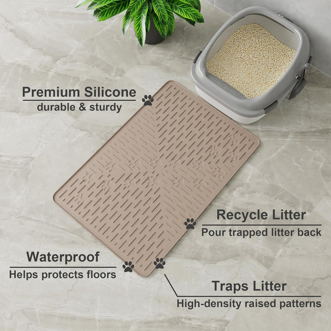 OHMO Katzenklo Matte aus Premium-Silikon 60 * 40 cm, wasserdicht und BPA-frei Katzentoilettenmatte,