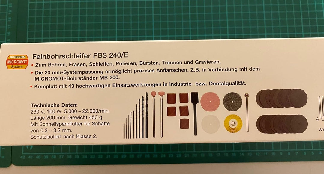 PROXXON MICROMOT Multitool/Feinbohrschleifer FBS 240/E Set mit Schnellspannbohrfutter - inklusive 43