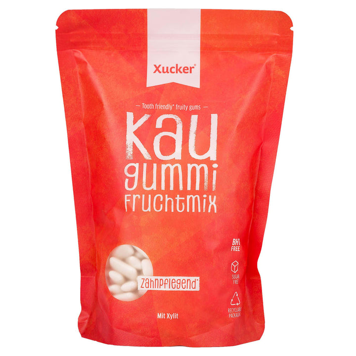 Xucker Zuckerfreie Zahnpflege Kaugummis Fruchtmix - Xylit Kaugummi zuckerfrei mit Frucht-Geschmack I