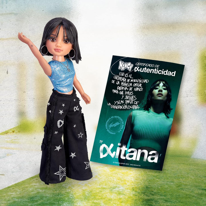 Nancy - Aitana, Puppe wie die Sängerin, Kurze braune Haare und Pony, Alpha-Ära der Babys, mit authen