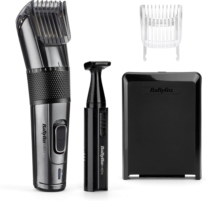 BaByliss Men Carbon Titanium Akku Haarschneider für Kopf- und Barthaare 26 Schnittlängen 0, 5mm-25mm