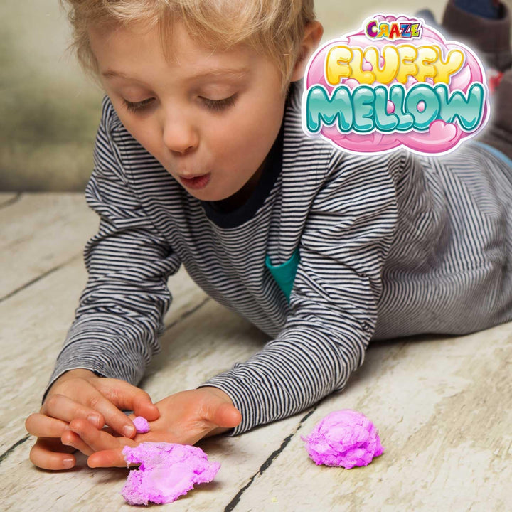Craze Fluffy Mellow 12er Set - Knetmasse im Zipbeutel, 12x 25g luftige weiche Kinderknete mit Aroma,