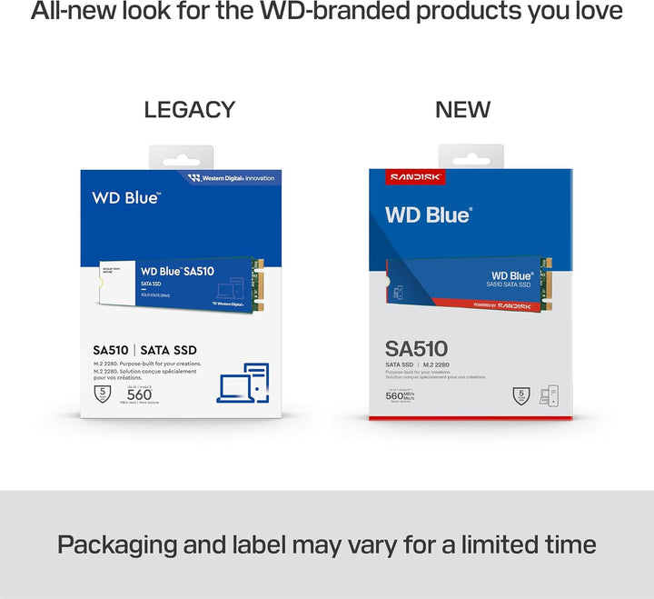 WD Blue SA510 SATA SSD 2 TB M.2 2280 (Lesen bis 560 MB/s, Schreiben bis 520 MB/s, Upgrade für PC/Lap