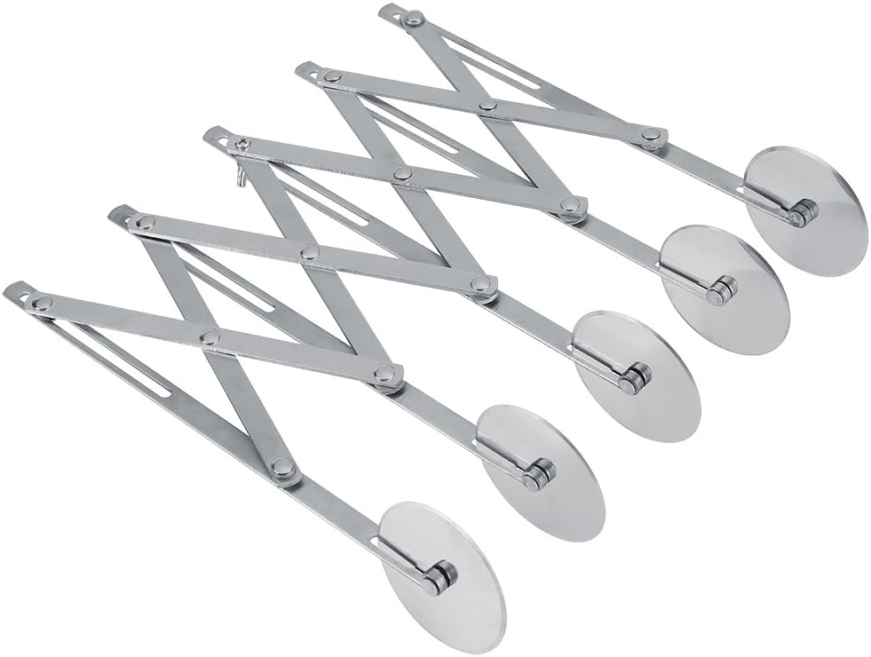 Haofy Teigschneider Pizzaschneider Edelstahl Teig Teiler 5 Rädchen Justierbar Cutter Rollenwerkzeuge