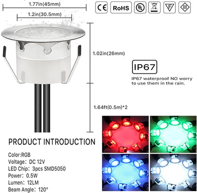 CISLAN 12er LED Einbauleuchten Bodeneinbaustrahler RGB Deckenspot Einbaustrahler Deckenleuchte Wasse