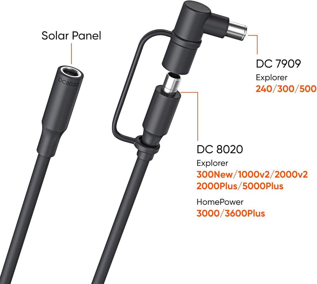 Jackery 5m Solarpanel Verlängerungskabel, 8020 auf 7909 Adapter, max. 300 V / 15 A, kompatibel mit J