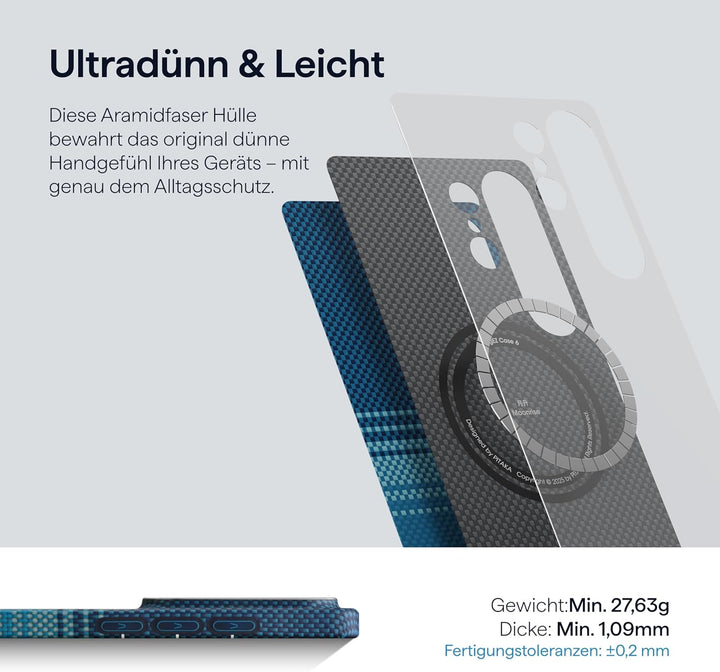 pitaka Hülle für Samsung Galaxy S26 Ultra Magnetische Handyhülle aus Aramidfaser mit Aaron Button Sc