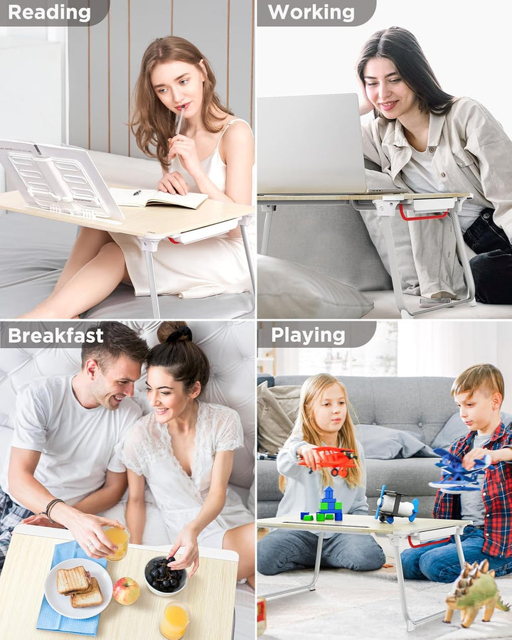 SAIJI Klappbarer Bett-Schreibtisch für Laptop, Essen, Frühstück, Schreiben, Gaming, extra gross, 65x