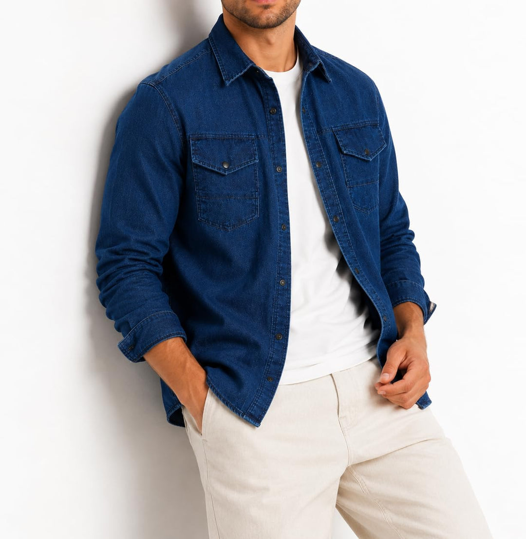 Red Bridge Herren Hemd Jeanshemd Freizeithemd Premium Denim Chest Pocket S Dunkelblau, S Dunkelblau