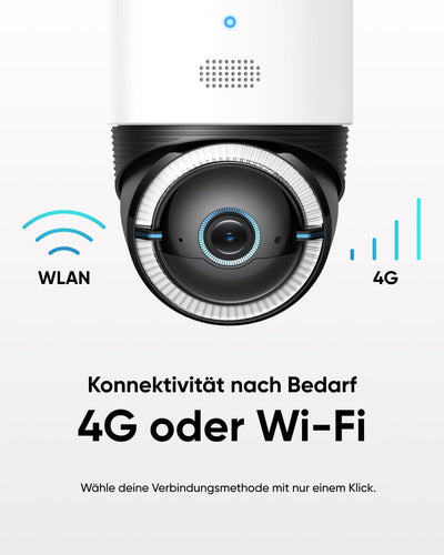 eufy 4G LTE Überwachungskamera mit WLAN, 4K UHD Schwenk-Neige-Funktion, Kabellos, Solarbetrieben mit