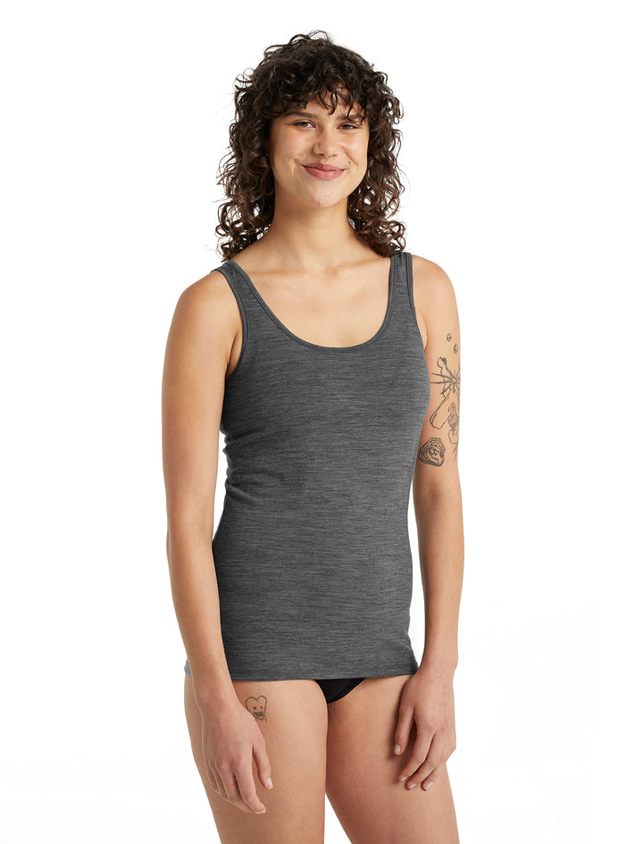 Icebreaker Damen Siren Tank Top - Sporttop Damen - Merinowolle Unterwäsche XS Gritstone Heather, XS
