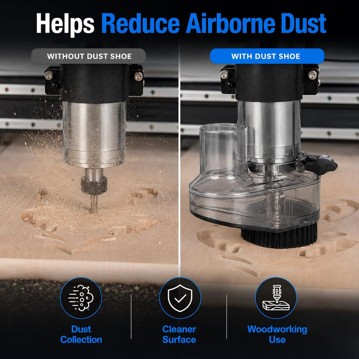 CNC Diameter Router Dust Shoe CNC 52mm Diameter Clear CNC Dust Boot with 38mm Hose Diameter for 52mm