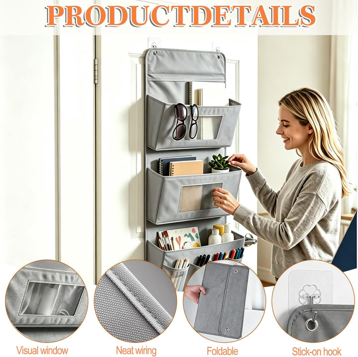 Tür Organizer Hängend Ohne Bohren 2 Stück Grau für Türhinterseit Wand | Wandorganizer, Klebehaken, H