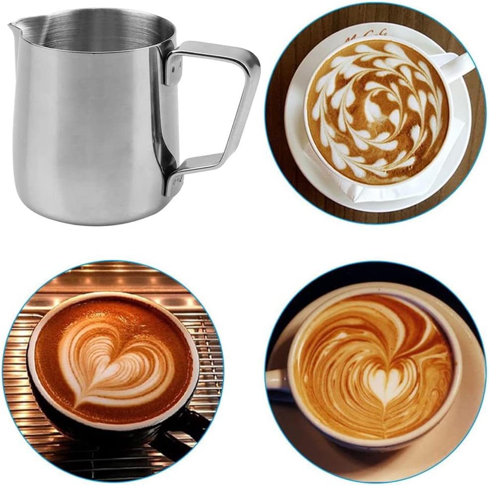2 Stücke Milchkännchen, Milch Pitcher, Milchkännchen Edelstahl, Edelstahl Milch Aufschäumen Tasse, M