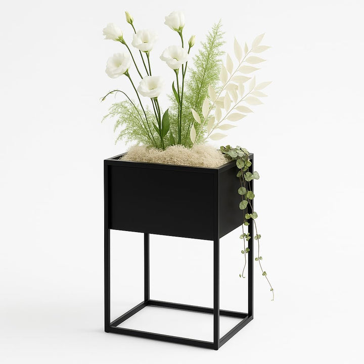 Pflanzenständer Petto - 40x30x60cm - Farbe Schwarz - für Zimmerblumen - Metallregal - Dekorativer Ti