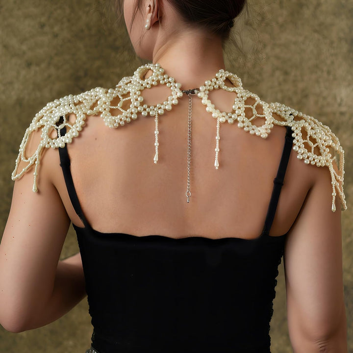 Vintage-Perlen-Umhang, Damenschal, Perlen-Capelet für Braut, Hochzeit, Steampunk-Kostüm Einheitsgrös