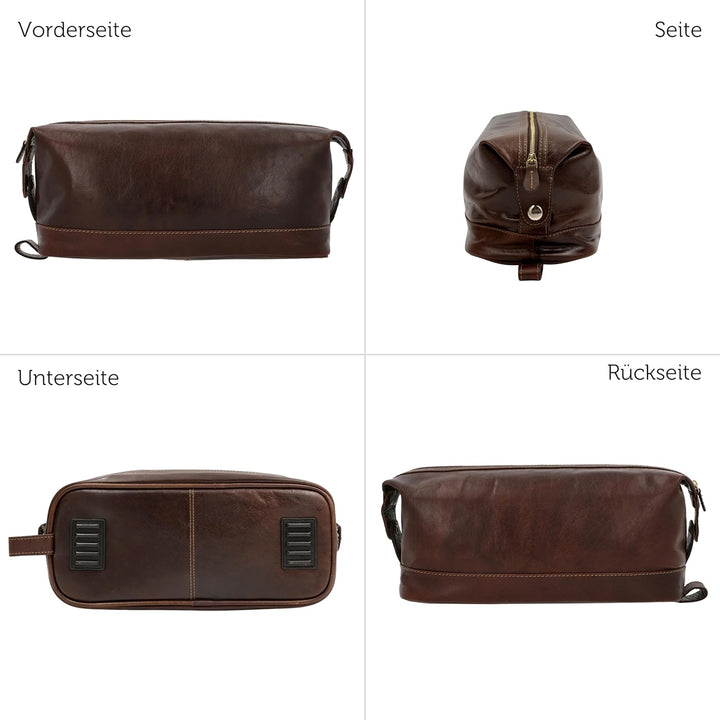 Gusti Waschtasche Leder - Anika Kulturtasche Kulturbeutel Kosmetiktasche Ledertasche gross für Damen