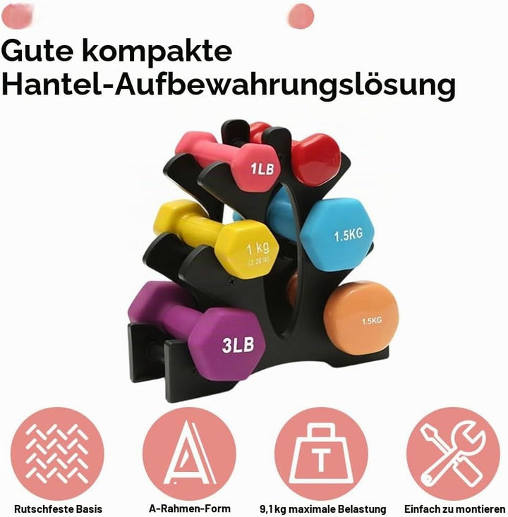 23x22,5x8,5cm Hantelständer, 3 Stufiger Hantel Gewichts Ständer Krafttraining Hantel Aufbewahrungsha
