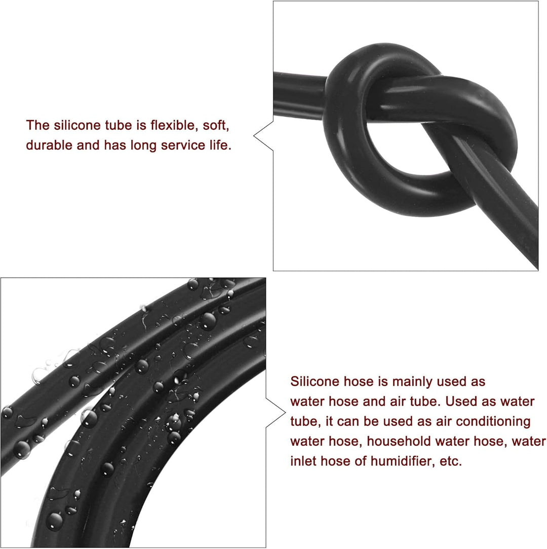 sourcing map Silikonschlauch Schlauch 8mm ID 10mm OD 6.6ft Schwarz Hochtemperatur für Wasserschlauch
