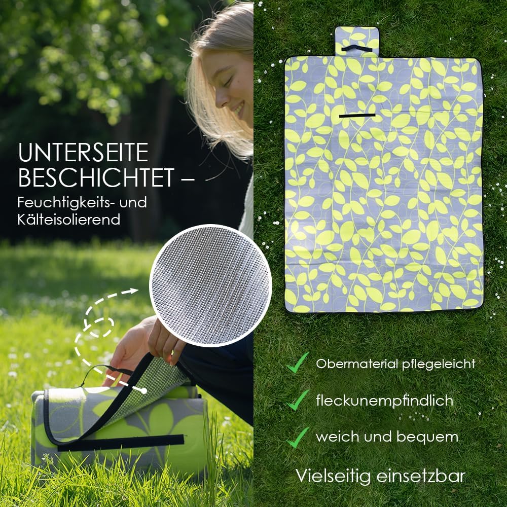 heimtexland XL Picknickdecke wasserdicht Outdoor Strandmatte Isomatte waschbar Campingdecke faltbar