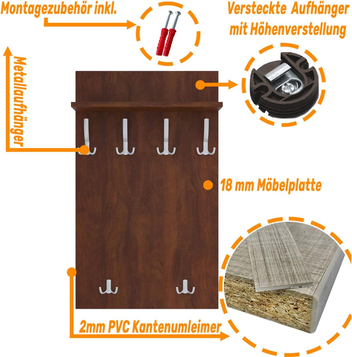 AKKE 100x60 | MAXI Garderobenpaneel Wandgarderobe Garderobe Wandpaneel Kleiderstange ALUMINIUM | CAR