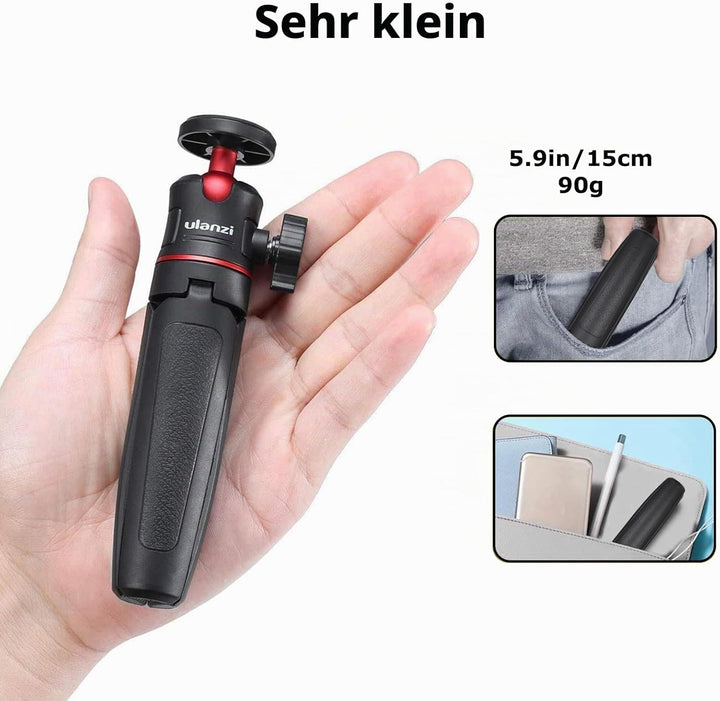 ULANZI MT-08 Kompaktes Reisestativ, tragbar, Mini-Stativ, mit 1/4-Zoll-Schraube, kleines Stativ komp
