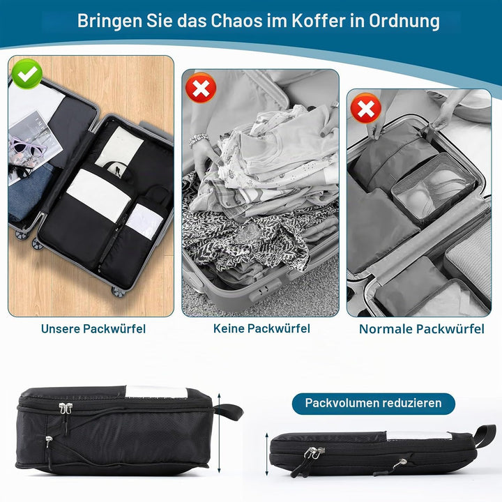 Cozary Koffer Organizer Packing Cubes Compression 4 Stück - Packwürfel mit hohem Fassungsvermögen, T
