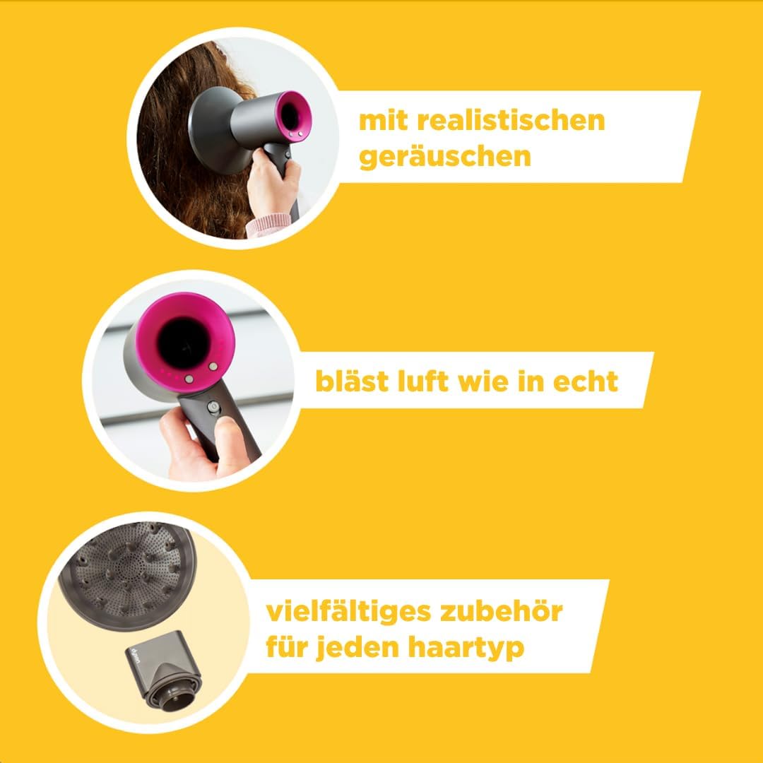 Casdon 73252 Dyson Supersonic Styling-Set | Interaktiver Spielzeug-Haartrockner für Kinder ab 3 Jahr