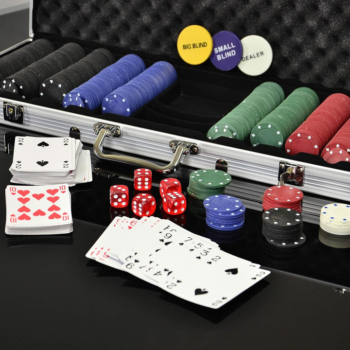 SONLEX Pokerkoffer mit 300 500 Pokerchips abschliessbar Pokerkarten Zubehör Deluxe Pokerset Casino A