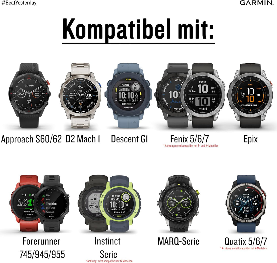Garmin Quickfit Armband, Silikon, passend für Fenix, Epix, Instinct Serie, Forerunner 745/945/955, M
