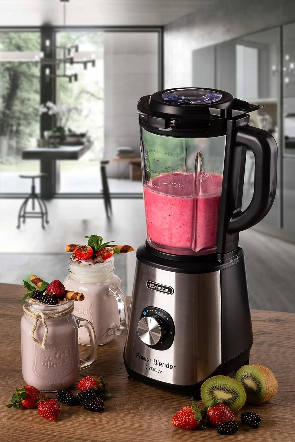 Ariete Power Blender 579, Mixer, 4 Edelstahlklingen, 2 Geschwindigkeiten + Pulse-Funktion, Rutschfes