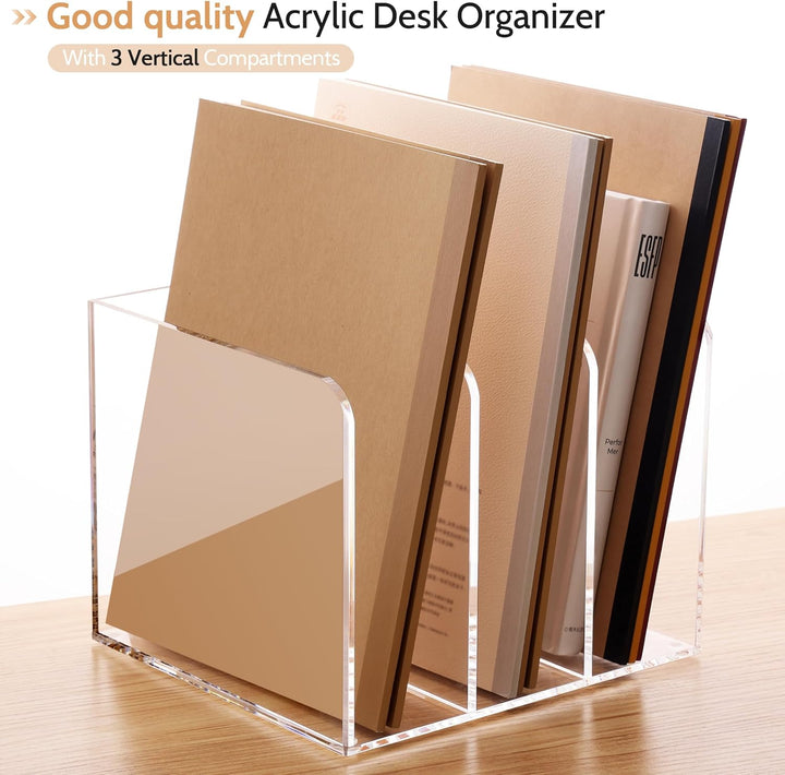 Zeitschriftenhalter, transparenter Acryl-Zeitschriftenständer, Aktenordner für Schreibtisch, Buch-Or