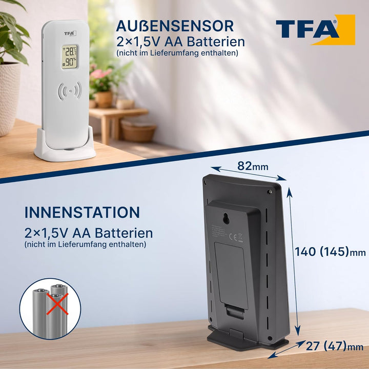 TFA Dostmann Funk Wetterstation Xena, 35.1162.54, mit Aussensensor, Innen und Aussentemperatur, mit