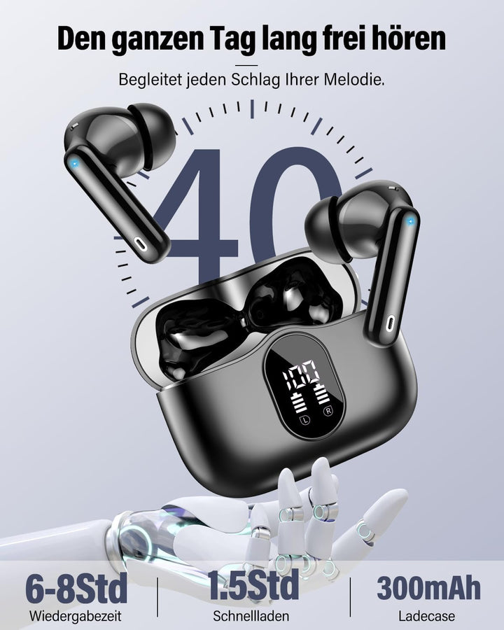 Bluetooth Kopfhörer, Kopfhörer Kabellos Bluetooth 5.4 Sport In Ear Kopfhörer mit App, Wireless Earbu