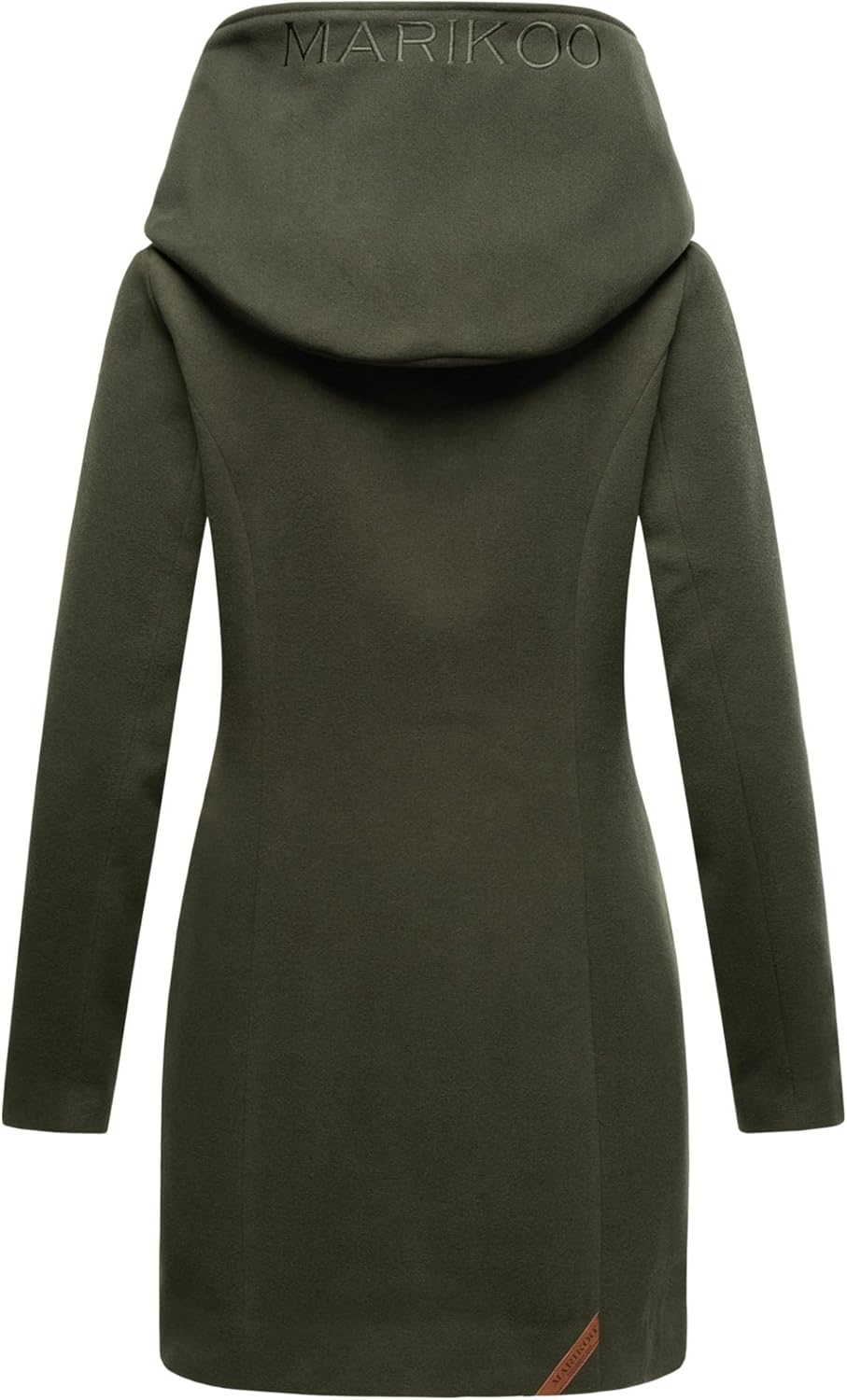 MARIKOO Damen Mantel Trenchcoat Wintermantel Übergangs Jacke Parka Lang B819 S Olive, S Olive
