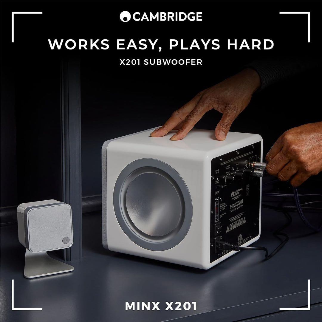 Cambridge Audio Minx X201-200 Watt Aktiv-Subwoofer mit Zwei zusätzlichen Basstreibern und voll einst
